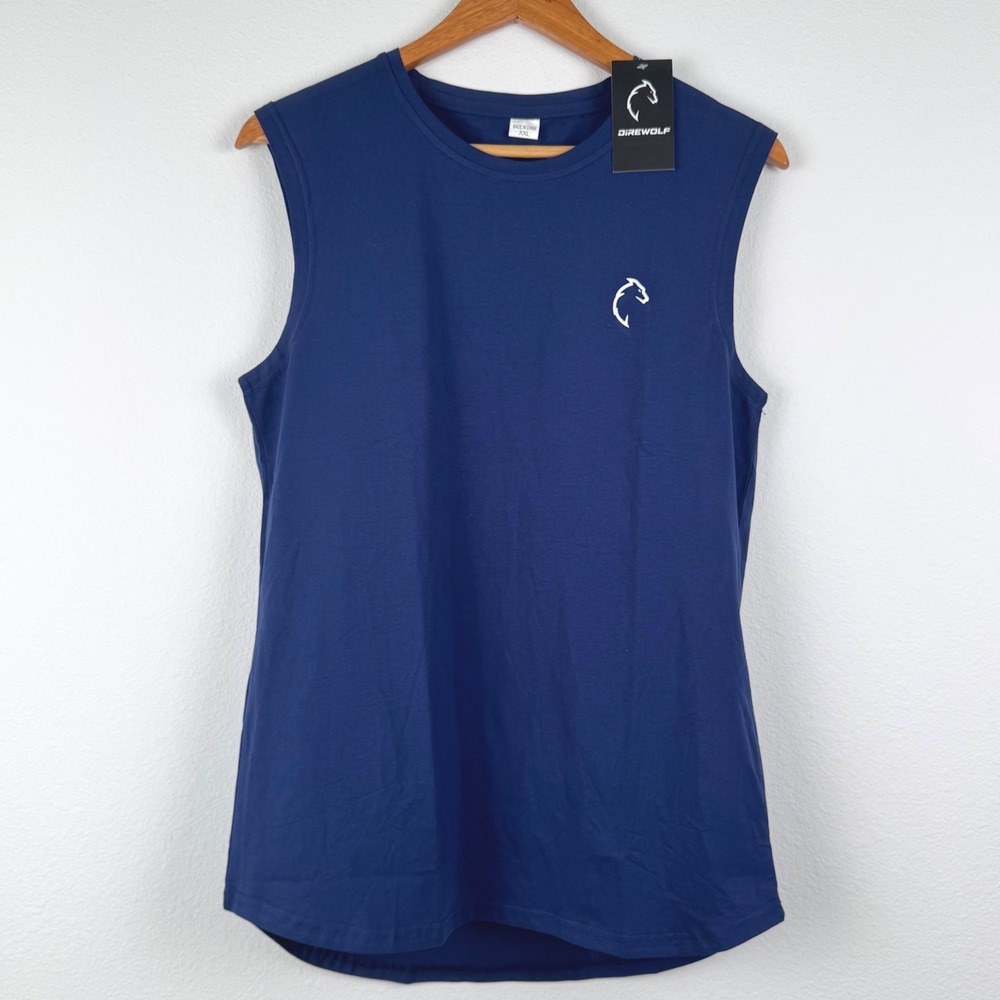Direwolf Muscle Tee Mens XXL Blue NEW Sleeveless Gym Athleisure Training Tank